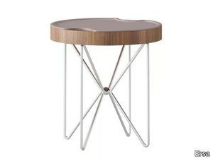 KILIG - Round wood veneer coffee table with tray _ Ersa