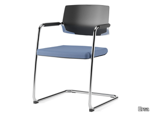 LUCE - Cantilever stackable fabric and plastic chair with armrests _ Ersa