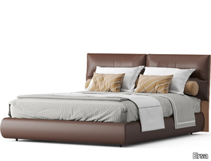 NYKS - Leather double bed with upholstered headboard _ Ersa