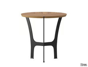 RAVEL - Round wood veneer coffee table and metal base _ Ersa