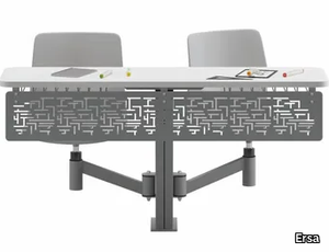 TETRIS - Modular laminate bench desk with integrated chairs _ Ersa