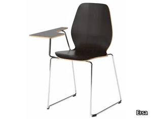 POLAR C - Sled base wood veneer training chair with writing tablet _ Ersa