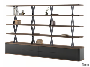 MELIADES - Open double-sided wood veneer bookcase with drawers _ Ersa