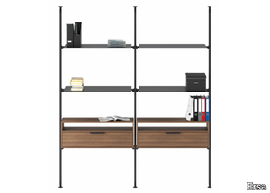 POLKA - Double-sided metal bookcase with veneered drawers _ Ersa