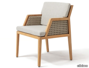 GRAND LIFE - Upholstered teak chair with armrests _ Ethimo