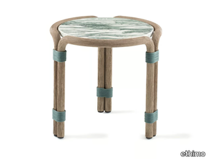 ROTIN - Round coffee table with marble and cement top _ Ethimo