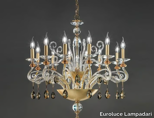 VENERE L12 CHIC - Gold leaf chandelier with Swarovski® Crystals _ Euroluce Lampadari
