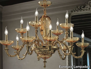 AIDA L8+4 - Brass chandelier _ Euroluce Lampadari