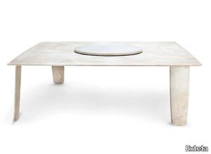 BISCUIT - Square marble garden table with Lazy Susan _ Exteta