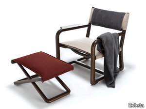 LPIDC02 ST. MORITZ - Garden mahogany and fabric easy chair with armrests _ Exteta