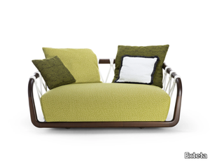 SUNSET BASKET - 2 seater mahogany and fabric garden sofa _ Exteta