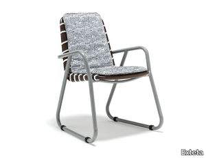 SUNSET - Sled base aluminium and mahogany garden chair _ Exteta