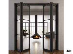 FLAT F3 TOTAL BLACK - Folding wood and glass door _ FOA