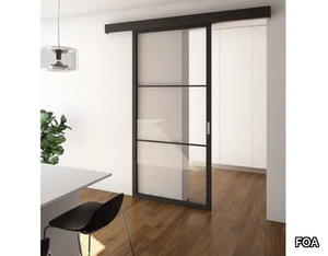 FLAT F3 TOTAL BLACK - Wood and glass door _ FOA