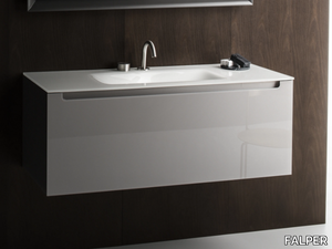 EDGE - Single wall-mounted glass vanity unit _ FALPER