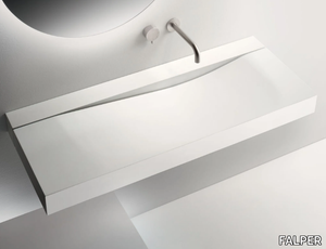 WAVE - Wall-mounted rectangular Cristalplant® washbasin _ FALPER