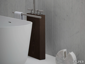 TAP HOLDER - Floor standing stainless steel and wood bathtub tap _ FALPER