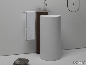 TAP HOLDER - Floor standing stainless steel and wood washbasin tap holder _ FALPER