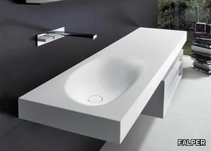 SHAPE H10 - Wall-mounted Cristalplant® washbasin with integrated countertop _ FALPER