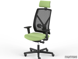 DOTWAY - Mesh office chair with 5-Spoke base with headrest _ FANTONI