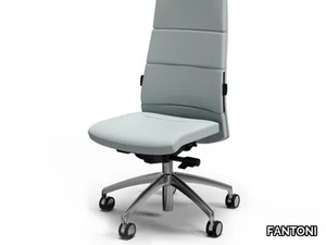 TRENDY FIRST CLASS - Height-adjustable leather office chair with castors with 5-Spoke base _ FANTONI