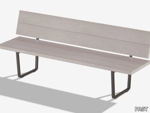 ORIZON - Wooden effect aluminium garden bench with back _ FAST