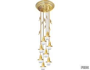 PALERMO II GLASS & EDISON - Brass pendant lamp _ FEDE