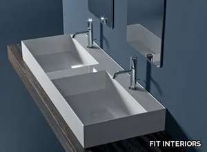 BLOCK - Countertop double ceramic washbasin _ FIT INTERIORS