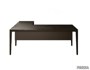 ALPLUS - L-shaped etched glass office desk _ FREZZA