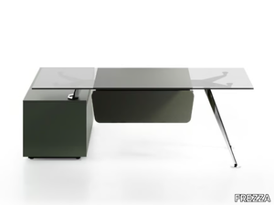 SPIKE - Sectional wood and glass office desk _ FREZZA