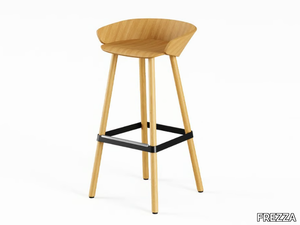 KARL - High wooden stool with footrest _ FREZZA