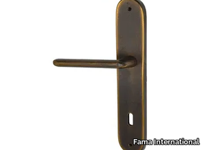 GAUDIUM MG3411 - Bronze door handle on back plate with lock _ Fama International