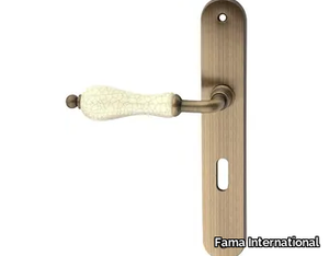 ITALIAN DESIGN - ABELIA-PLACCA - Brass door handle on back plate _ Fama International