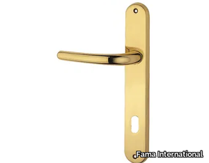 ITALIAN DESIGN - GINESTRA-PLACCA - Brass door handle on back plate with lock _ Fama International