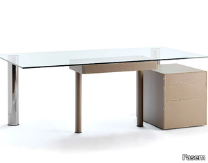 ABACO - Glass and steel writing desk with drawers _ Fasem