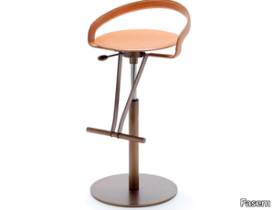 CAYMAN BAR - Swivel tanned leather stool with gas lift _ Fasem