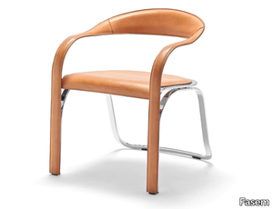 FETTUCCINI - Tanned leather chair with armrests _ Fasem