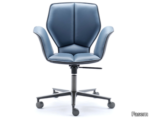 FOSCA BIG - Leather office chair with castors with 5-Spoke base _ Fasem