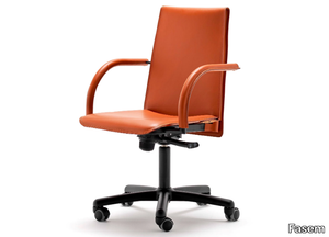 RELAIX - Swivel tanned leather office chair with 5-Spoke base _ Fasem