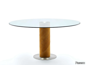 ROLLING - Round glass dining table _ Fasem