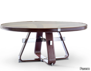 ANTIMO - Round tanned leather dining table _ Fasem