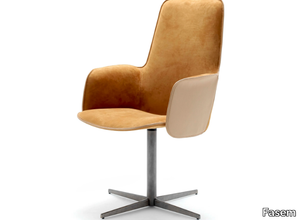 ELECTA TALL - With 4-spoke base leather chair with armrests _ Fasem