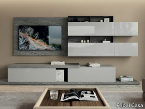 DICIOTTO 01 - Melamine-faced chipboard TV wall system _ Febal Casa