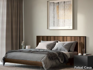 NOUVELLE - Melamine-faced chipboard bed with integrated lighting with high headboard _ Febal Casa