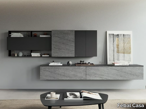 DICIOTTO 07 - Wall-mounted melamine-faced chipboard storage wall _ Febal Casa