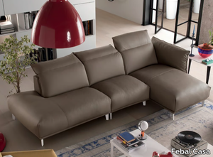 PENSIERO 03 - Leather sofa with headrest with chaise longue _ Febal Casa