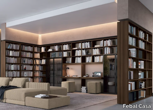 TRENTA 04 - Wood and glass bookcase with built-in lights _ Febal Casa