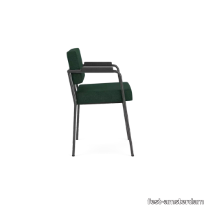 Monday dining chair with arms - black frame - black arms - Cube Green - 58