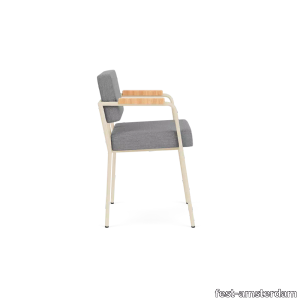 Monday dining chair with arms - sand frame - natural arms - Sydney Light Grey - 91