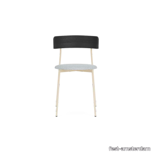 Friday dining chair no arms - sand frame - black back - Grace Light blue - 70